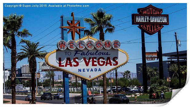 Las Vegas sign, Las Vegas, USA Print by Super Jolly