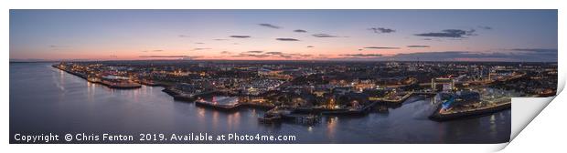 Panoramic Aerial View of Hull at Twilight. Print by Christopher Fenton