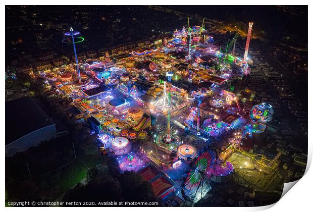 Hull FunFair at Night Print by Christopher Fenton