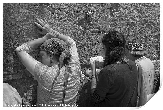 Woman pray at the western Wall (Kotel) Jerusalem,  Print by Eyal Nahmias