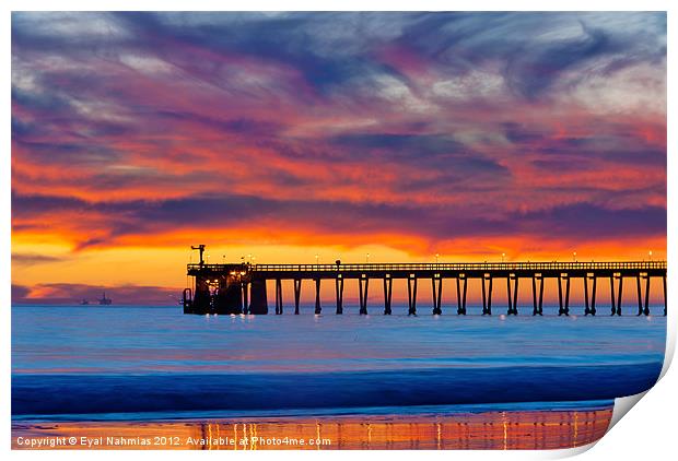 Bacara (Haskell’s) Beach and pier, Santa Barbara Print by Eyal Nahmias