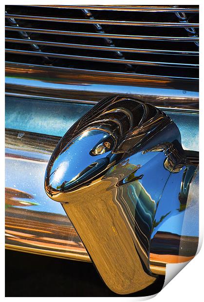 1954 Chevrolet chrome bumper and radiator grill. Print by Eyal Nahmias