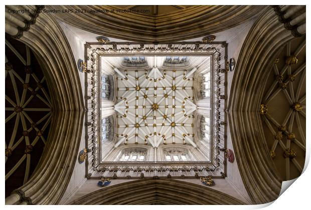 Looking up in York Minster Print by Jo Sowden