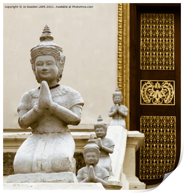 Praying Buddhas Royal Palace, Cambodia Print by Jo Sowden