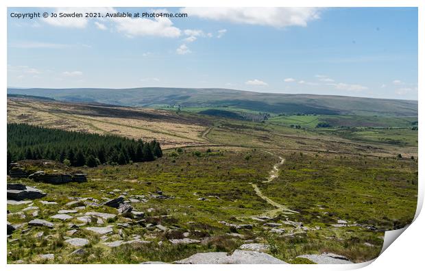 View from Bellever Tor Print by Jo Sowden
