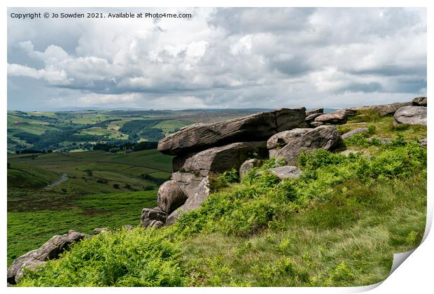 View from Higger Tor, Peak District Print by Jo Sowden