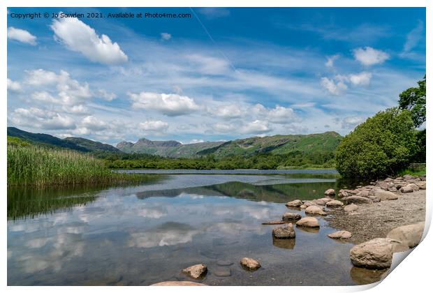 ElterWater Lake Reflections, the Lake District Print by Jo Sowden