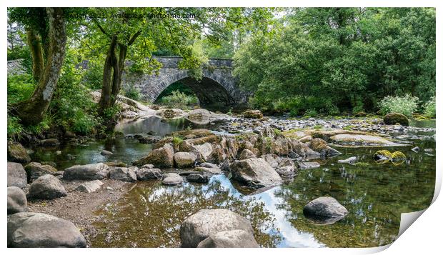 Skelwith Bridge Reflections, The Lake District Print by Jo Sowden