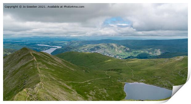 Swirral Edge and Red tarn, The Lake District Print by Jo Sowden