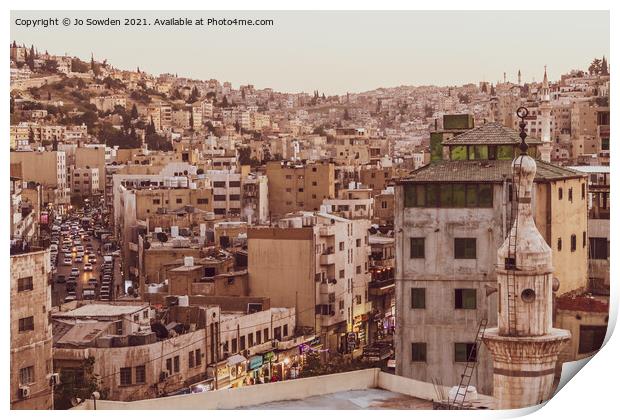 Amman at Dusk, Jordan Print by Jo Sowden