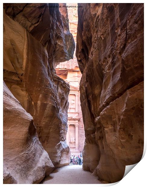 First View of the Treasury, Petra Print by Jo Sowden