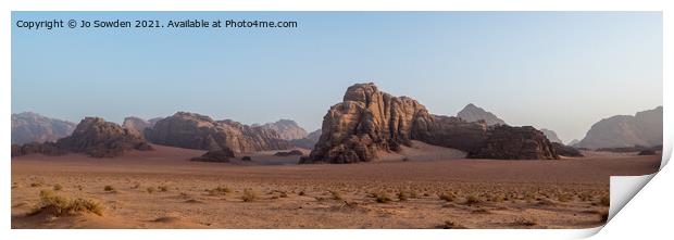 Dawn  in Wadi Rum Print by Jo Sowden