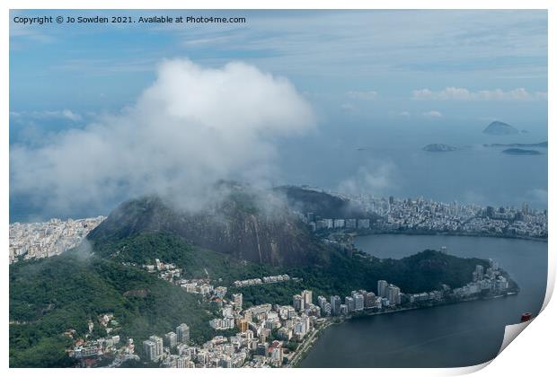 Sugar Loaf , Rio de Janeiro Print by Jo Sowden