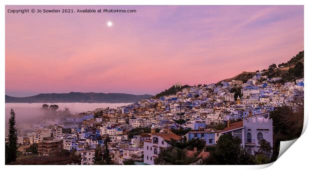 Chefchaouen at Sunrise Print by Jo Sowden