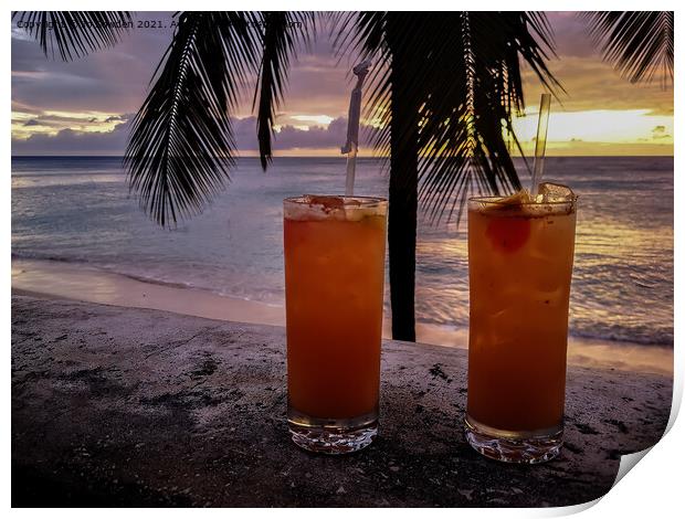 Caribbean Cocktail at Sunset Print by Jo Sowden
