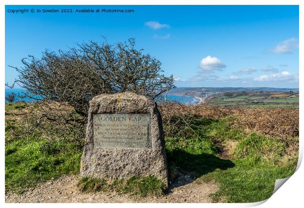 Golden Cap Summit,  Dorset Print by Jo Sowden