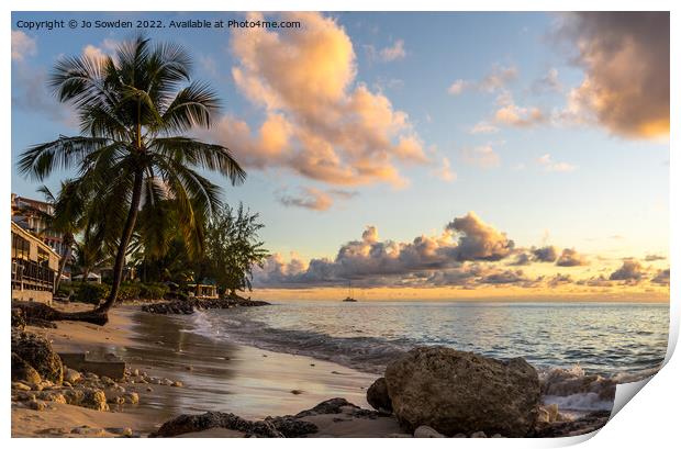 Caribbean Barbados Sunset Print by Jo Sowden
