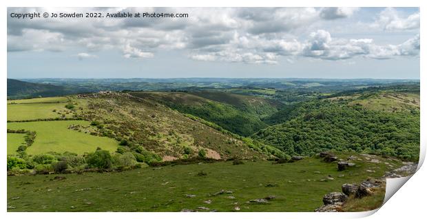 The Dart Gorge as viewed from the summit of Sharp Tor Print by Jo Sowden