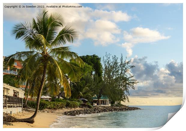 Holetown Beach, Barbados Print by Jo Sowden