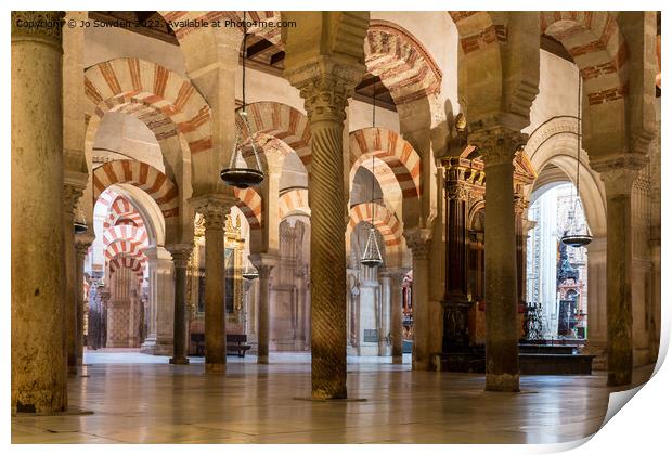Inside the Cordoba Mezquita Print by Jo Sowden