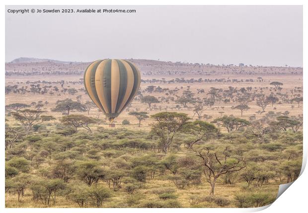 Early Morning Balloon Flight  over the Serengeti Print by Jo Sowden