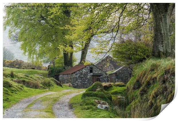 Traditional Dartmoor stone cottage Print by Jo Sowden