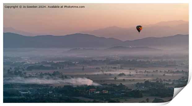 Sunrise balloon flight over Chiang Mai Print by Jo Sowden
