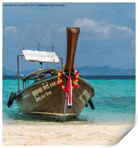 Thai Boat transport Print by Jo Sowden