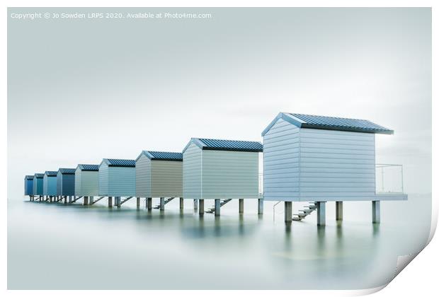 Osea Beach Huts Print by Jo Sowden