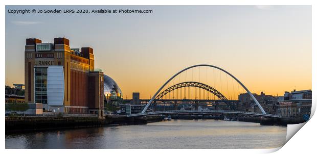 Sunset  on Newcastle Quayside Tyne Print by Jo Sowden