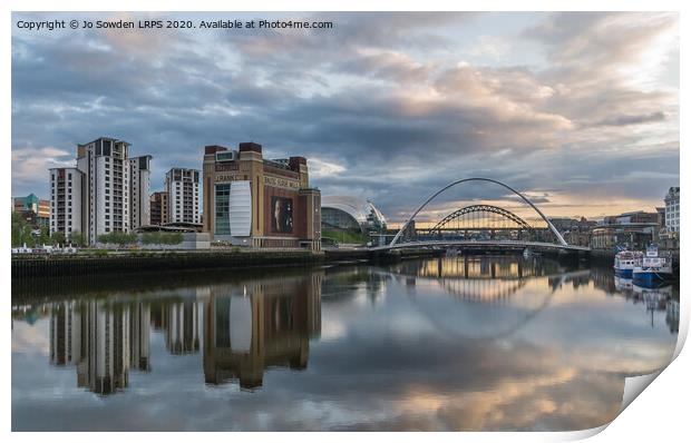 Newcastle Quayside reflections Print by Jo Sowden