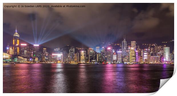 Hong Kong Light Show Print by Jo Sowden