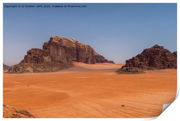 Desert landscape, Wadi Rum Print by Jo Sowden