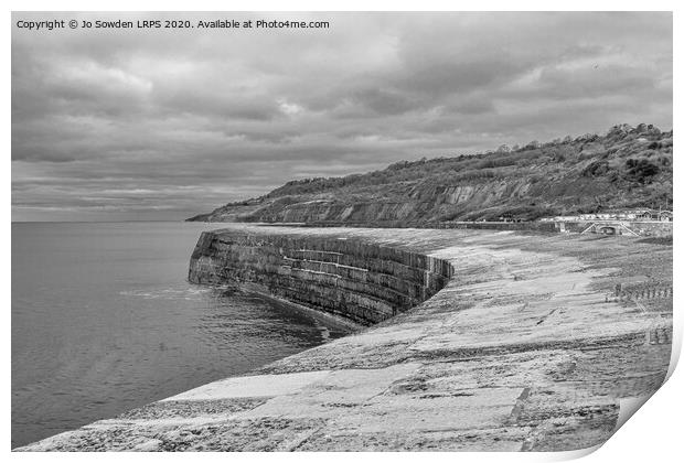 The Cobb, Lyme Regis in Mono. Print by Jo Sowden