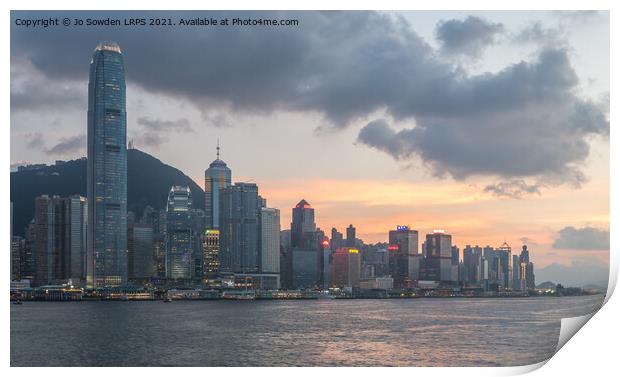 Hong Kong at Sunset Print by Jo Sowden