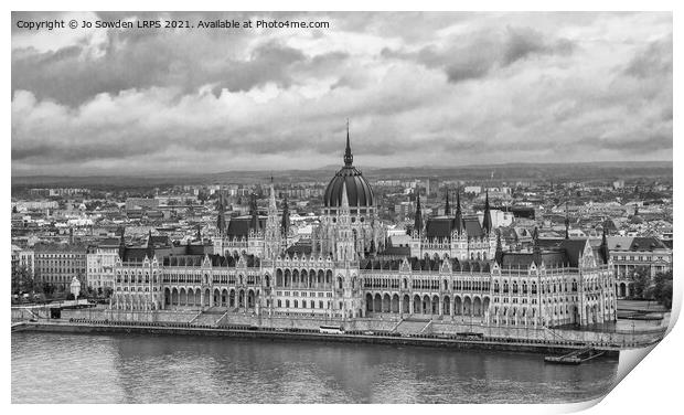 The Budapest Parliament building Print by Jo Sowden