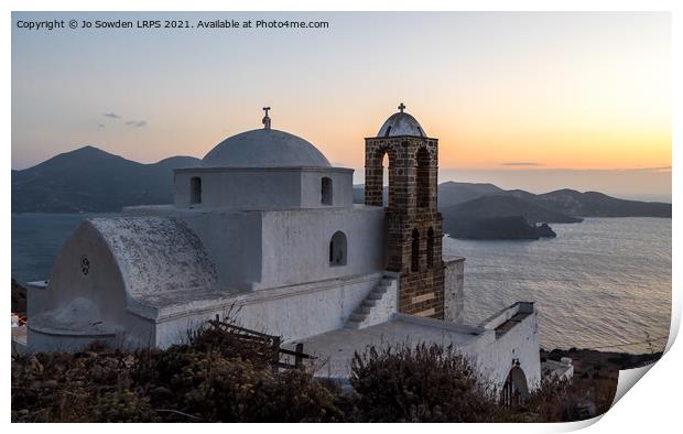 Sunset from Kastro, Milos Print by Jo Sowden