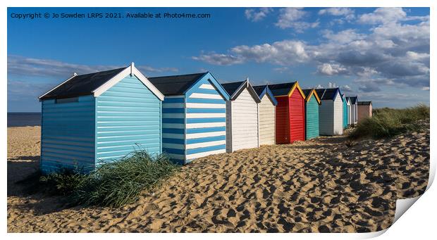 Southwold beach Huts, Late afternoon  Print by Jo Sowden