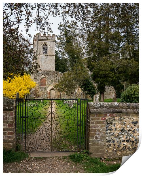 Ayot St Lawrence Church, Hertfordshire Print by Jo Sowden