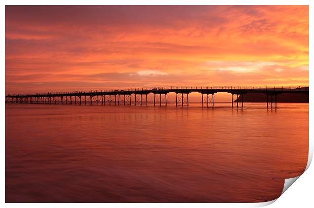  Saltburn Pier At Sunrise Print by Kerri Dowling