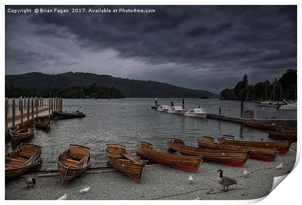 Dark Clouds over windermere Print by Brian Fagan