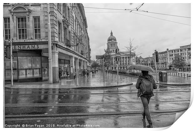 Rainy day in Nottingham Print by Brian Fagan