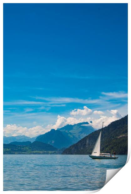 Interlaken boat Print by Owen Bromfield