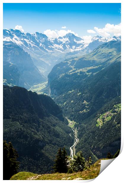 View above Interlaken in Switzerland Print by Owen Bromfield