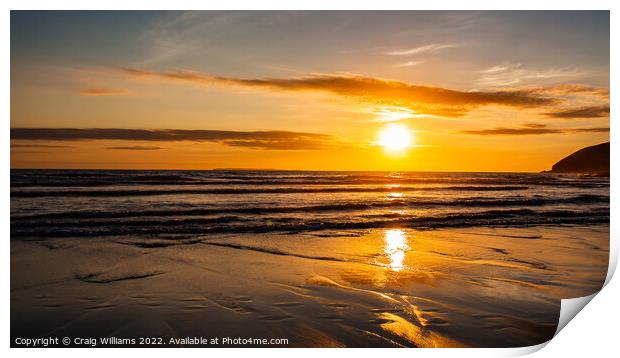 Sunset at Croyde Beach in Summer  Print by Craig Williams