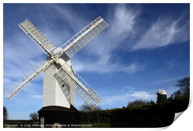 Jill windmill, Clayton, Hassocks Print by Craig Williams