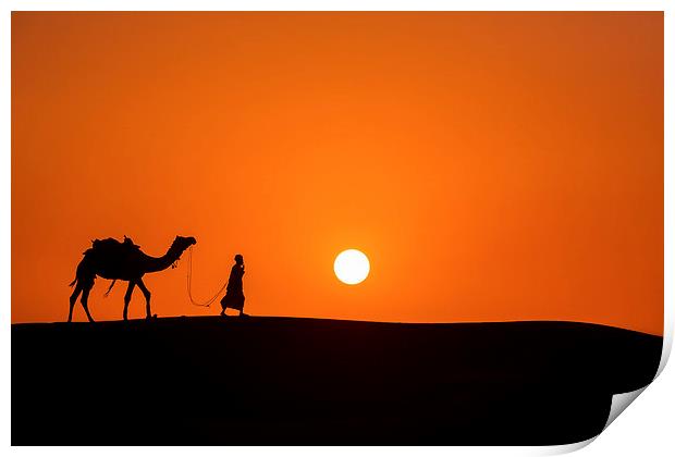  Sunset in Thar desert Print by yavuz sariyildiz