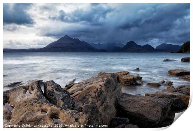 Storm over Cuillin mountains Print by Jolanta Kostecka