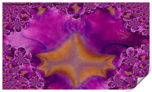 Purple flower, fractal trace Print by Anabela Fern