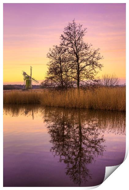 Turf Fen Mill at Sunrise Print by Svetlana Sewell